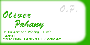 oliver pahany business card