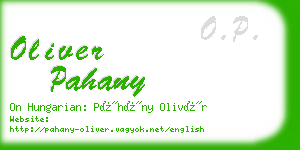 oliver pahany business card